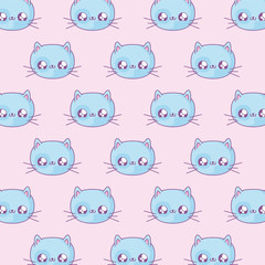 pattern of heads cute cats baby kawaii style