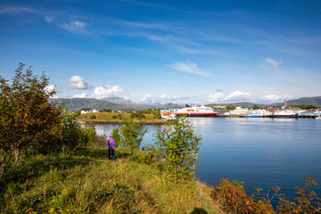 Fototapeta premium View of Bronnoysund port of Northern Norway