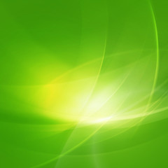 abstract shiny green twist light lines waves background, vector illustration