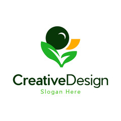 Animal duck leaf nature simple logo, Vector Logo Illustration Duck Leaf Colorful Style.