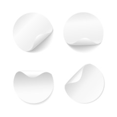 Blank round adhesive stickers template.  Mockup empty circle sticky labels