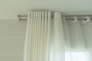 Close up of draperies at a window, Curtain glazed sliding doors 