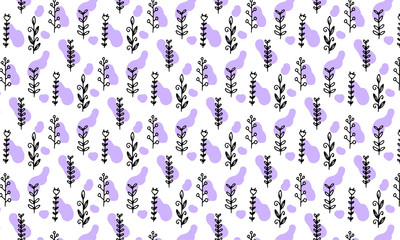 Hand drawn flower seamless pattern for retro & vintage background Vector Illustration
