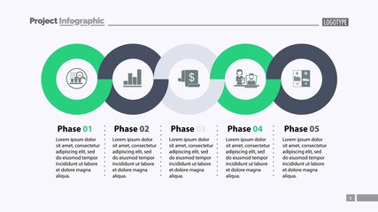Sequence of five phases template. Business data. Graph, chart, design. Creative concept for infographic, report. Can be used for topics like marketing, economics, development