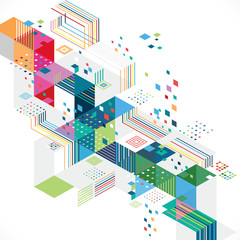 Abstract colorful geometrical template with creative graphic and triangle, line, color concept and decoration, vector illustration