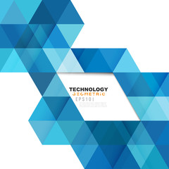 Fototapeta premium Blue geometric modern template for buvesiness or technology presentation. Abstract transparent orlapping geometric on white. Online presentation website element and space for text, vector illustration