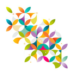 Abstract colorful and creative geometric with a variety of geometric pattern. Abstract flower pattern on white for leaflet business cover page, brochure, flyer, poster layout. vector illustration