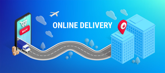 Online Delivery isometric concept