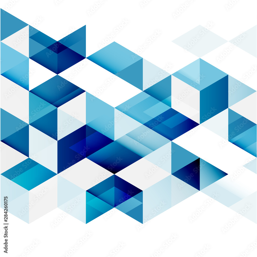 Fototapete Abstract colorful geometric and modern overlapping triangles on white. Modern background for business or technology presentation, app cover, online presentation website element, vector illustration