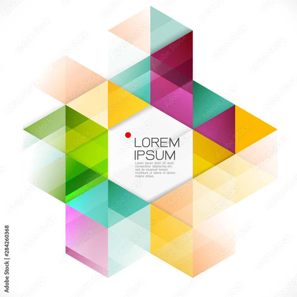 Wall mural abstract colorful geometric template isolated on white and modern overlapping with white space for t