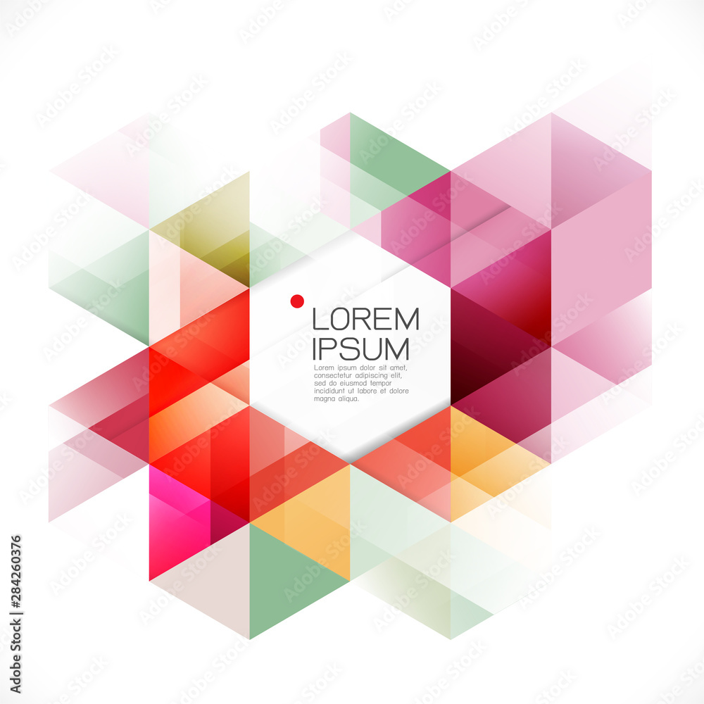 Wall mural abstract colorful geometric template isolated on white and modern overlapping with white space for t