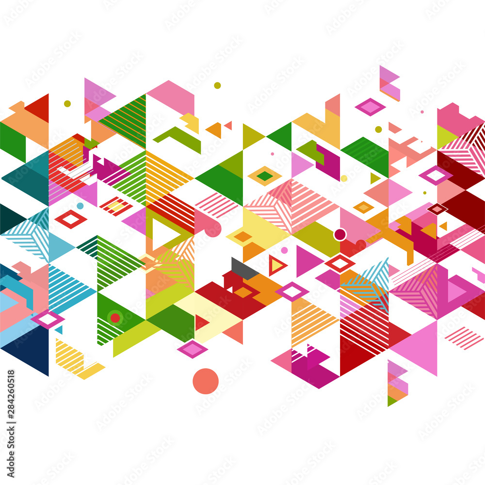 Poster abstract colorful and creative geometric with a variety of graphic and pattern on white. corporate b