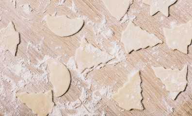 raw christmas cookies closeup on table