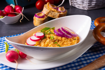 The perfect Bavarian obazda with radishes and onions