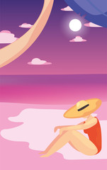 woman summer time vacations design