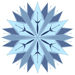 Fototapeta premium Crystal snowflakes for winter design. Logo for christmas, new year. Icon blue on a white background in a flat style. Element for background, texture.