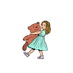 little girl and toy bear