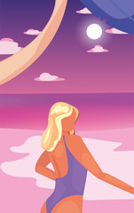 woman summer time vacations design