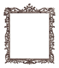 Silver frame for paintings, mirrors or photo isolated on white background