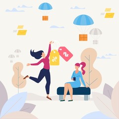 Happy Shopping on Shop Sale Flat Vector Concept