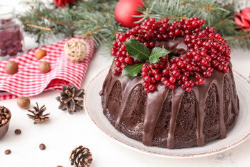 Tasty Christmas pie on light table
