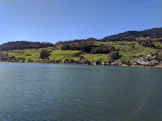 landscape with lake and mountains