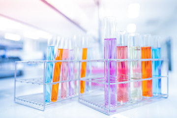 Scientific Glassware For Chemical,Laboratory Research Analysis Laboratory - Scientist With Pipette And Beaker - Equipment Chemical.shallow focus effect.