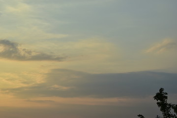 Evening cloudy sky in the sun.