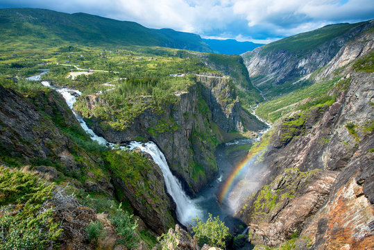 Beautiful view of the Voringsfossen waterfall.