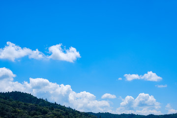 Obraz na płótnie Canvas 【写真素材】 青空　空　雲　夏の空　背景　背景素材　8月　コピースペース　
