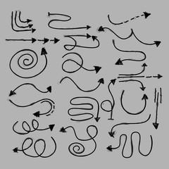 vector set of design element of abstract arrows. use for concept design. isolated on grey background