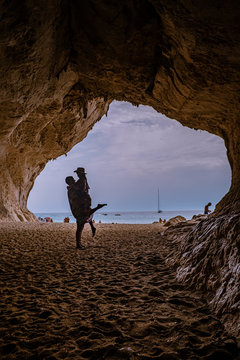 Sardinia Cala Luna beach with caves, Cala Luna beach in Cala Gonone, Sardinia