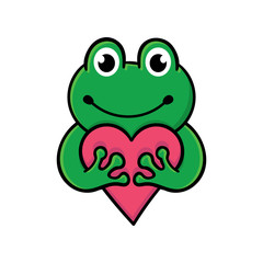 vector illustration of valentine frog with love