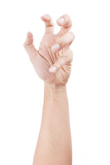Man hand gestures isolated over the white background. Zombie Hands.