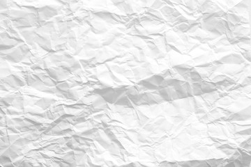 White wrinkled paper sheet. Creased pattern. Ecology problem concept. Abstract art background. Copy space.
