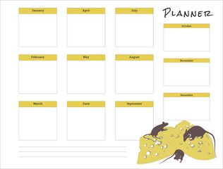 the month planner with the rats for 2020