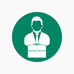 Business man Icon with briefcase. Colorful Button style vector EPS.