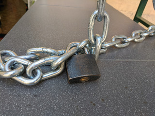  barn lock on a metal chain