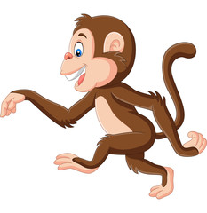 Cartoon funny monkey walking on white background © tigatelu