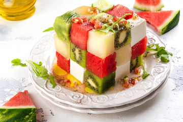 Cube fruit salad