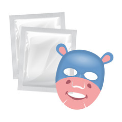 Vector facial mask, skin care concept, mask with a hippo face, skin treatment
