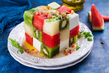 Cube fruit salad