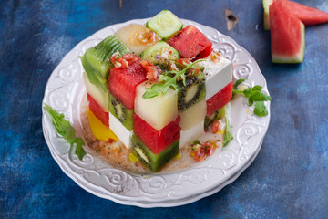 Cube fruit salad