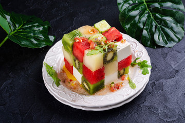Cube fruit salad
