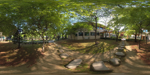 Stepping stone with trees 360 Panoramic view