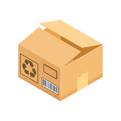 Corrugated box. Isometric vector illustration isolated on white background.