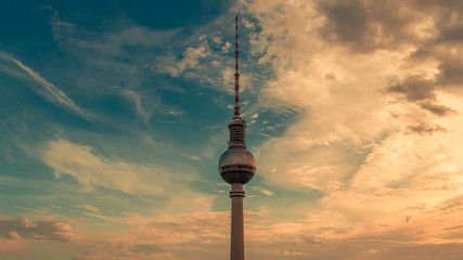 Berlin, Germany - Berlin TV tower at sunset