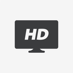 High Definition HD TV Flat Vector Icon