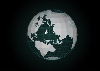 globe on a black background