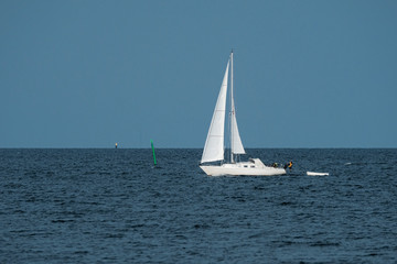 Fototapeta premium White Sailing Boat on the Baltic Sea